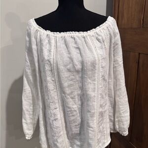 J. Jill White Linen Off The Shoulder Blouse